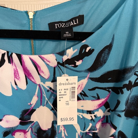 Roz & Ali Blue and Pink Floral Mini Dress - Picture 2 of 4